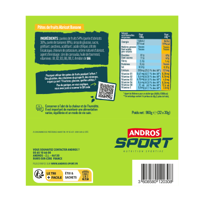 Andros - Pâtes De Fruits Vitaminées Abricot Banane Unité Andros - Pâtes De Fruits Vitaminées Abricot Banane Unité