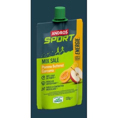 Andros Sport - Gourde Mix salée Pomme Butternut Curcuma 120G Andros Sport - Gourde Mix salée Pomme Butternut Curcuma 120G